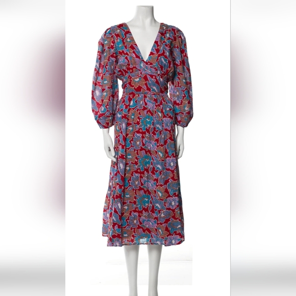 Caroline Constas Bohemian Sundress with Bishop Sleeves In Frenchie Print NWT - Picture 1 of 12